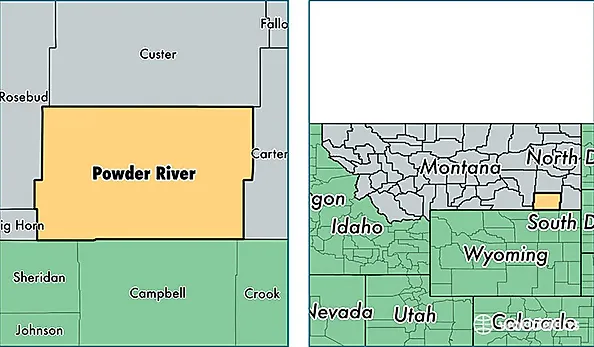 location of Powder River county on a map