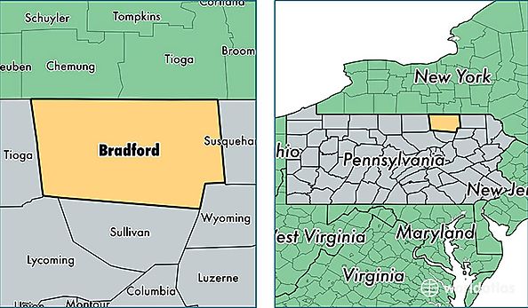 location of Bradford county on a map