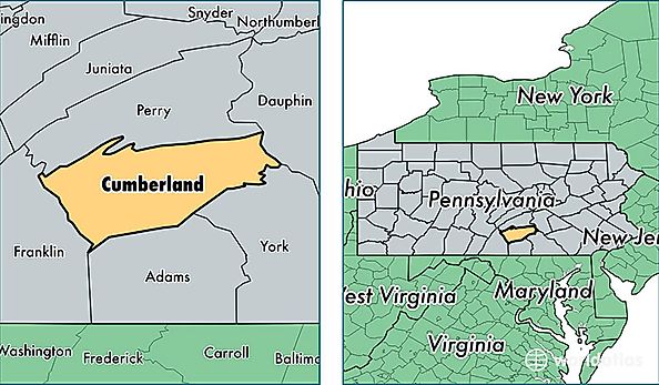 location of Cumberland county on a map