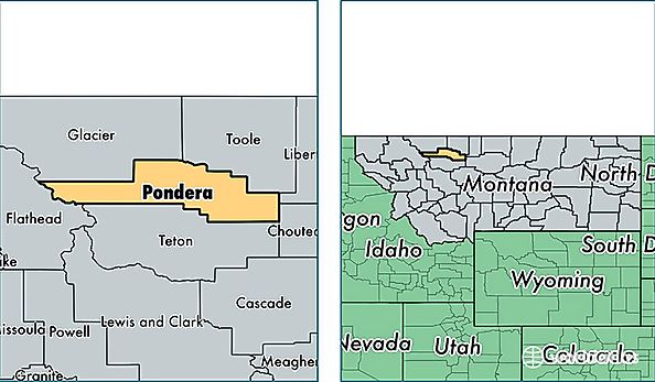location of Pondera county on a map