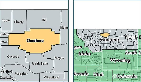 location of Chouteau county on a map