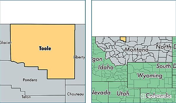 location of Toole county on a map