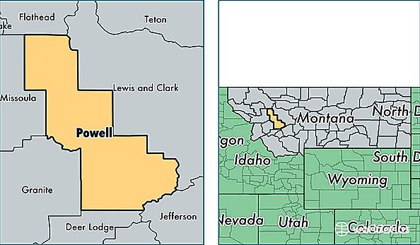 location of Powell county on a map