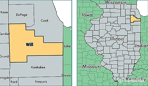 location of Will county on a map