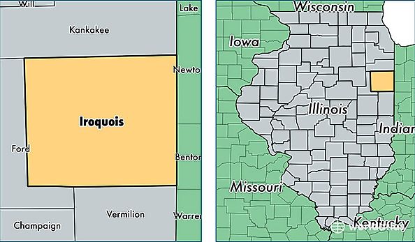location of Iroquois county on a map