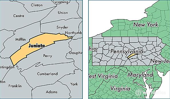 location of Juniata county on a map