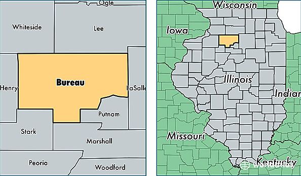 location of Bureau county on a map
