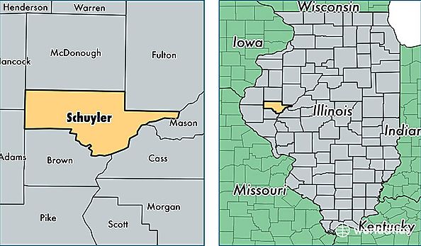 location of Schuyler county on a map