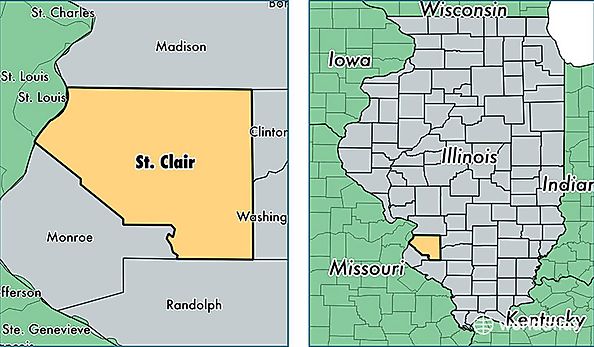 location of Saint Clair county on a map