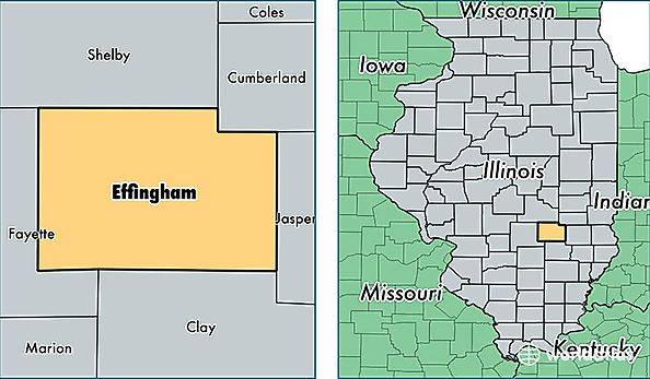 location of Effingham county on a map