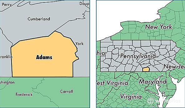 location of Adams county on a map