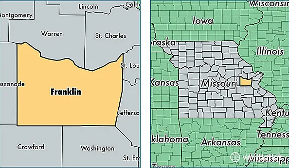 location of Franklin county on a map