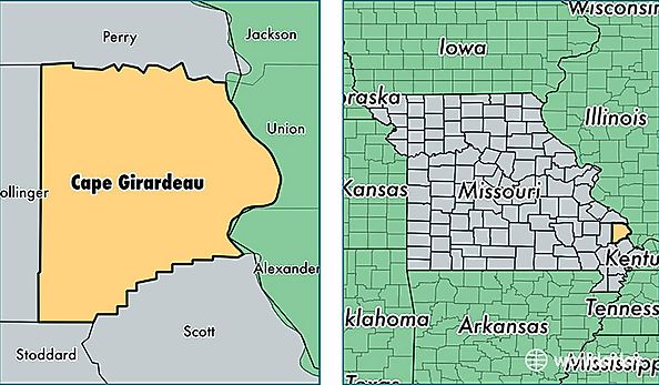 location of Cape Girardeau county on a map