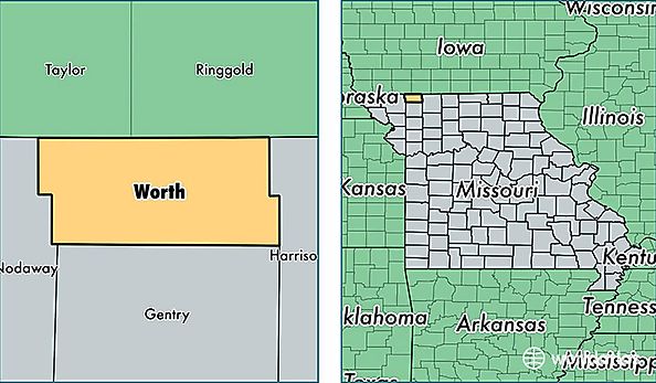 location of Worth county on a map