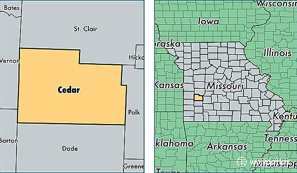 location of Cedar county on a map