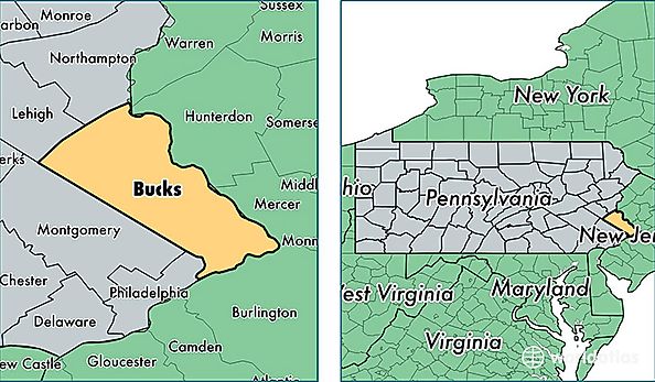 location of Bucks county on a map