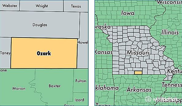 location of Ozark county on a map