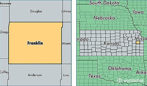location of Franklin county on a map