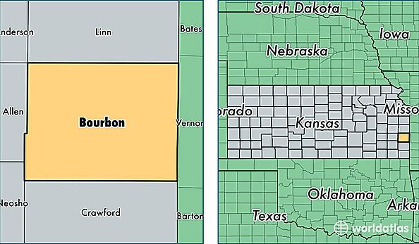 location of Bourbon county on a map