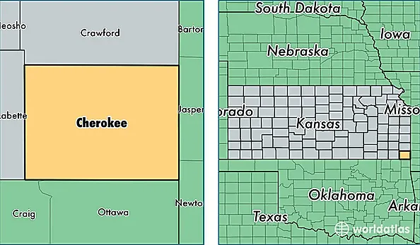 location of Cherokee county on a map