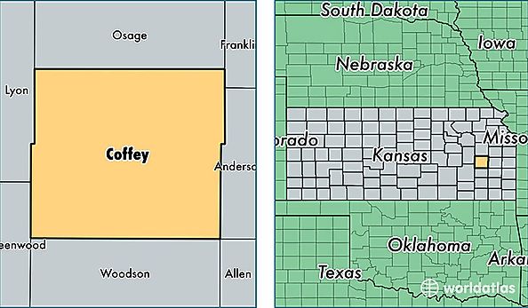 location of Coffey county on a map
