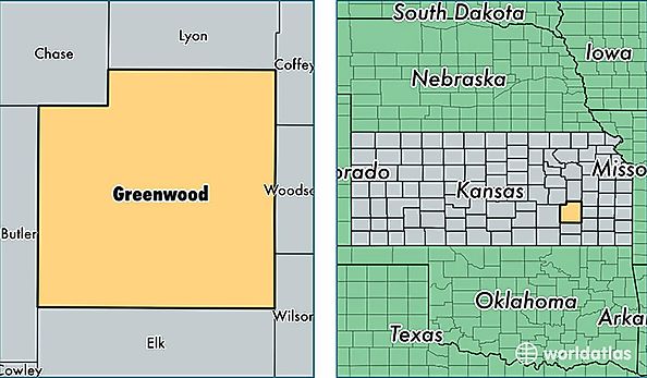 location of Greenwood county on a map
