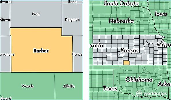location of Barber county on a map