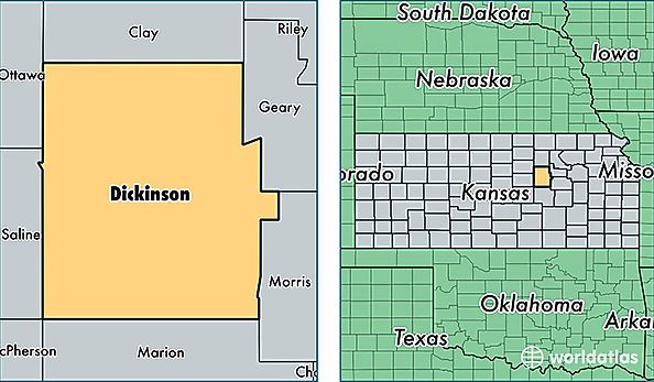 location of Dickinson county on a map