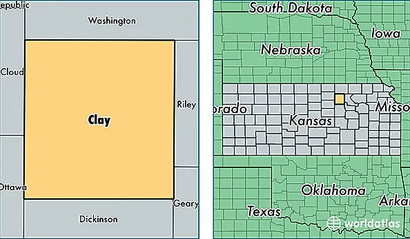 location of Clay county on a map