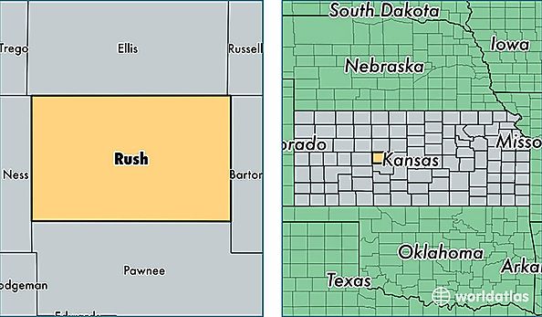 location of Rush county on a map