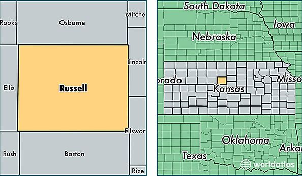location of Russell county on a map