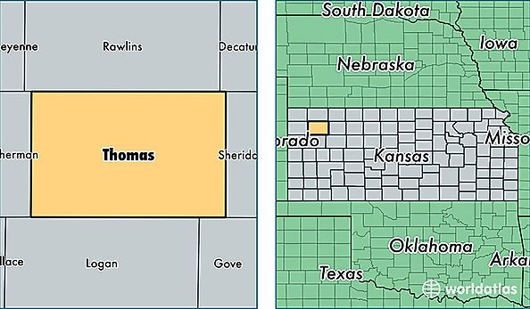 location of Thomas county on a map