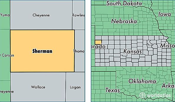 location of Sherman county on a map