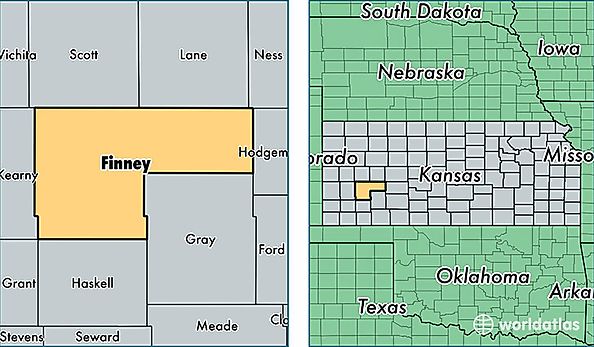 location of Finney county on a map