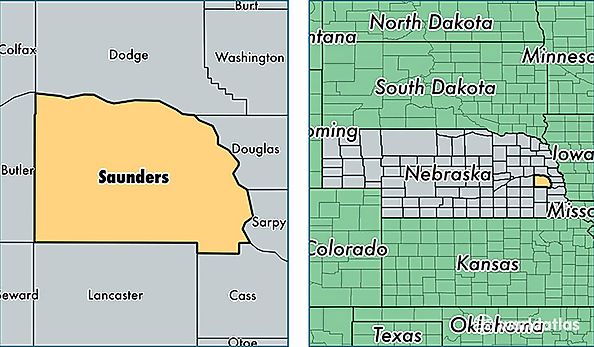 location of Saunders county on a map