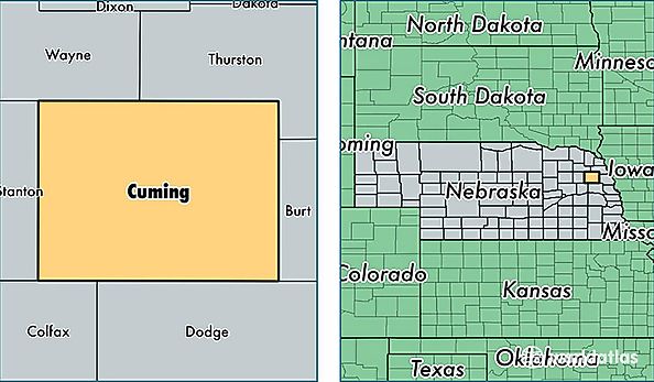 location of Cuming county on a map