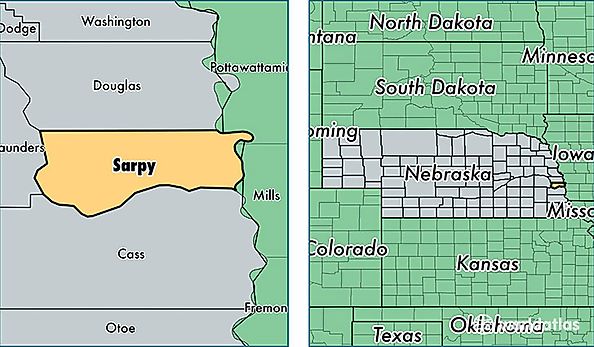 location of Sarpy county on a map