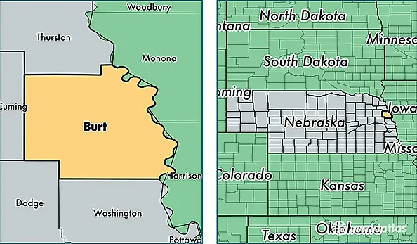 location of Burt county on a map