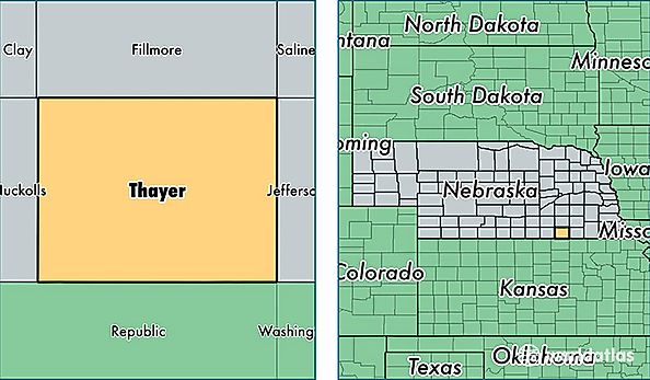 location of Thayer county on a map