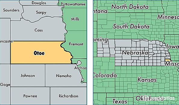 location of Otoe county on a map