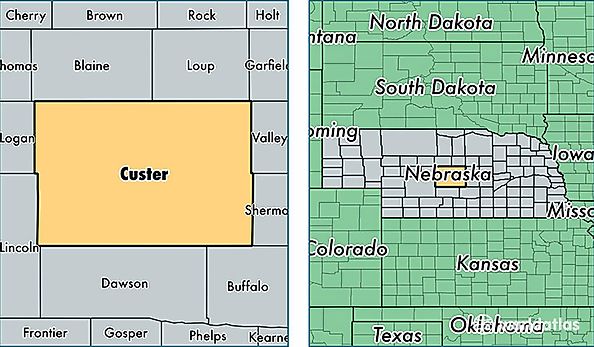 location of Custer county on a map