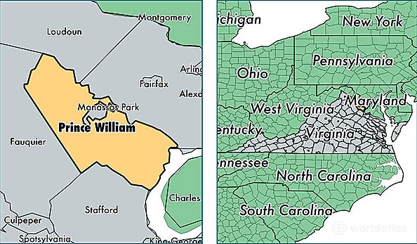 location of Prince William county on a map