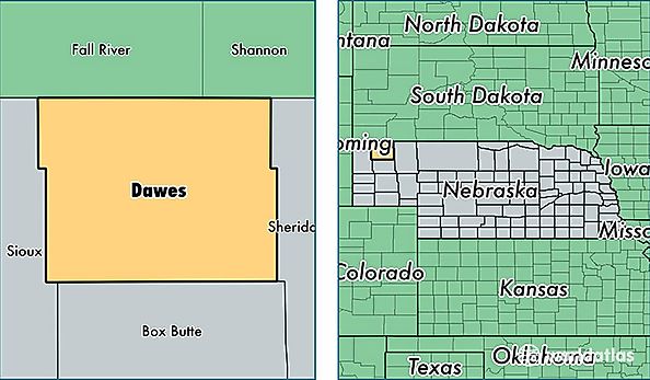 location of Dawes county on a map