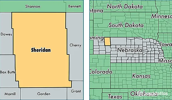 location of Sheridan county on a map
