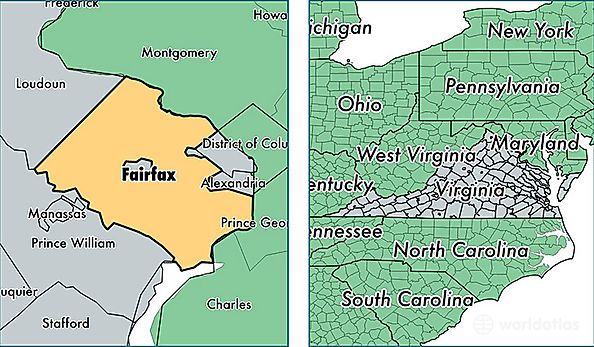 location of Fairfax county on a map