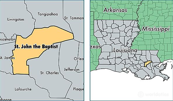 location of St John the Baptist county on a map