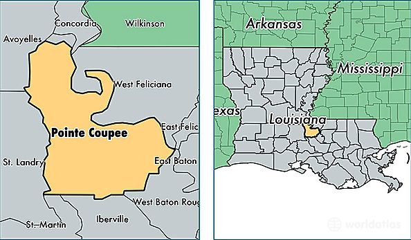 location of Pointe Coupee county on a map