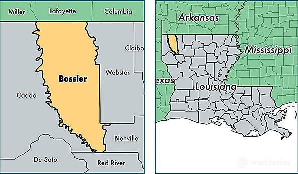 location of Bossier county on a map