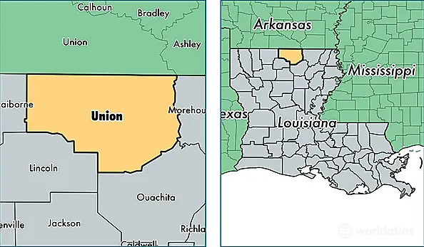 location of Union county on a map