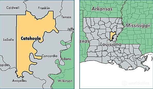 location of Catahoula county on a map